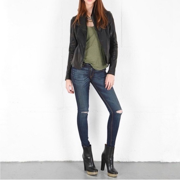 Rag & Bone Skinny Jeans Distressed Hampstead Dark Wash - Picture 2 of 14